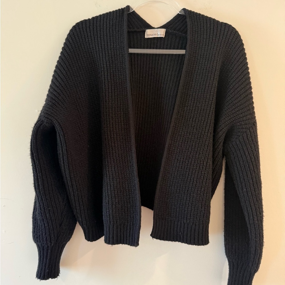Zenana Open Front Drop Shoulder Sweater Cardigan - Picture 3 of 6